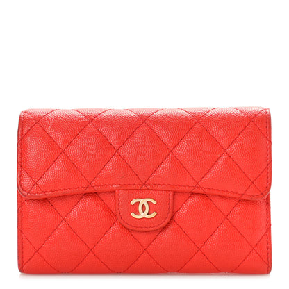Chanel Caviar Quilted Medium Flap Wallet Red 1 of 15