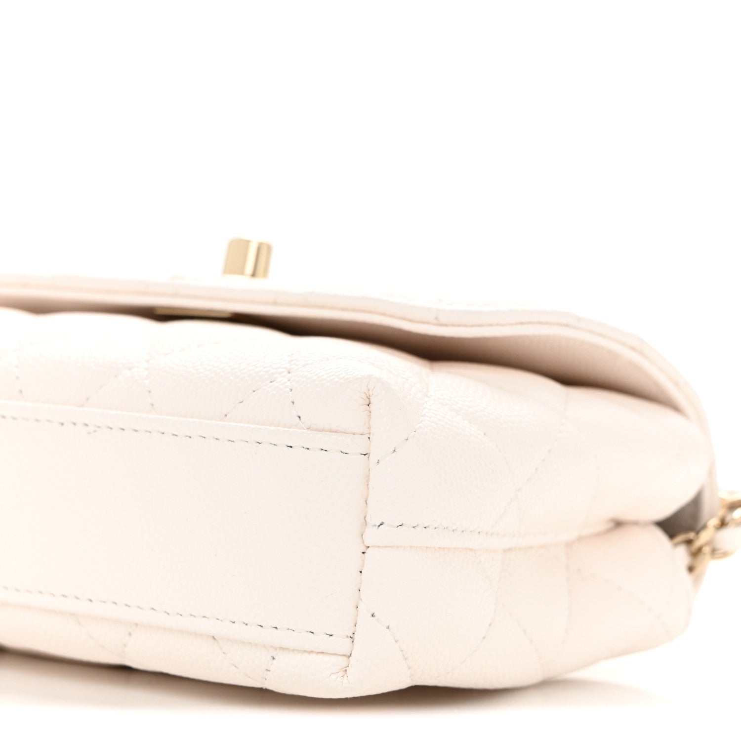 Chanel Caviar Quilted Coco Handle Clutch With Chain White 10 of 11