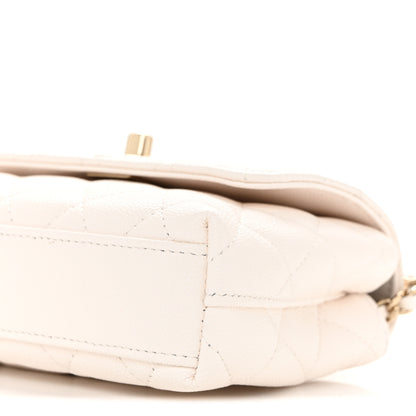 Chanel Caviar Quilted Coco Handle Clutch With Chain White 10 of 11