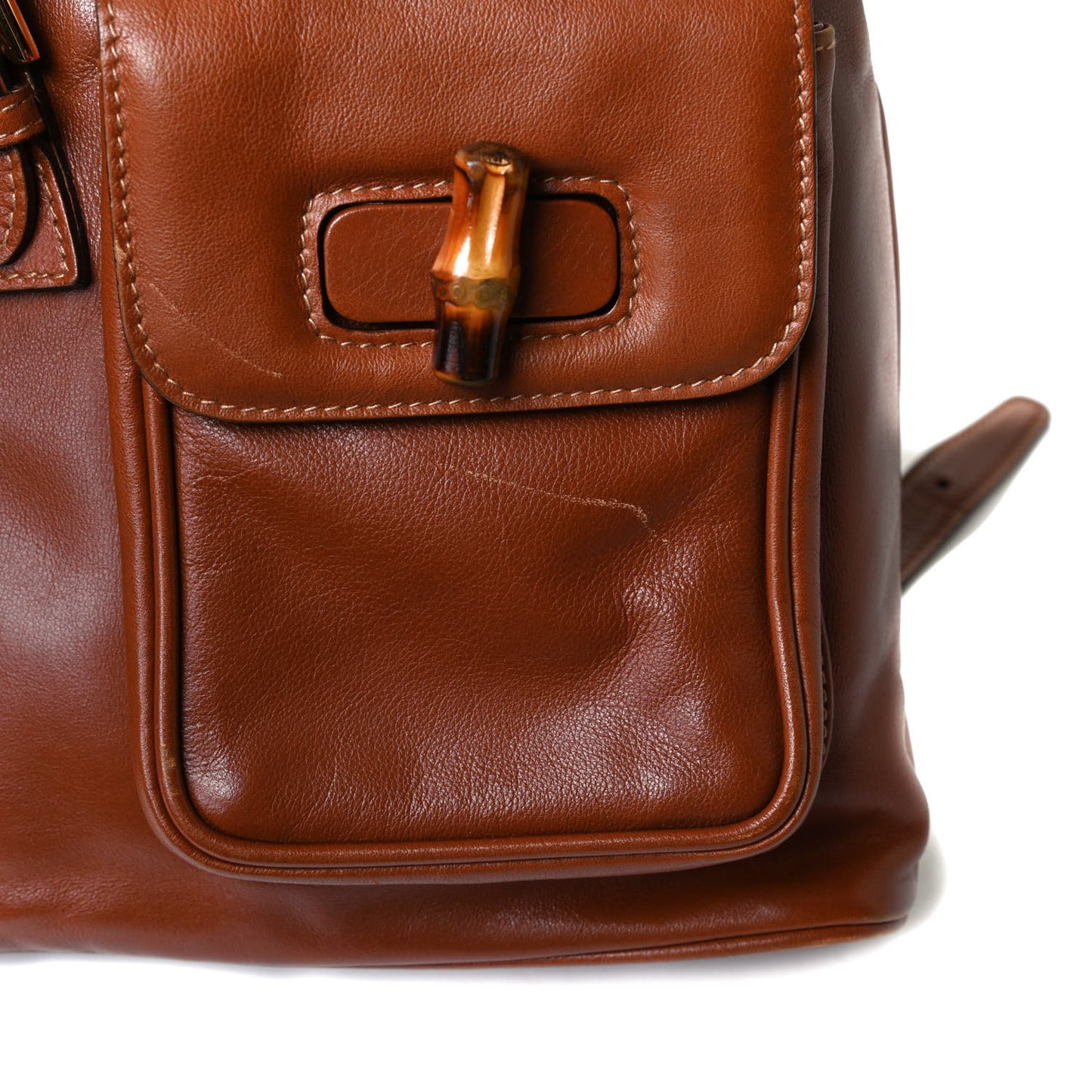 Calfskin Bamboo Backpack Brown