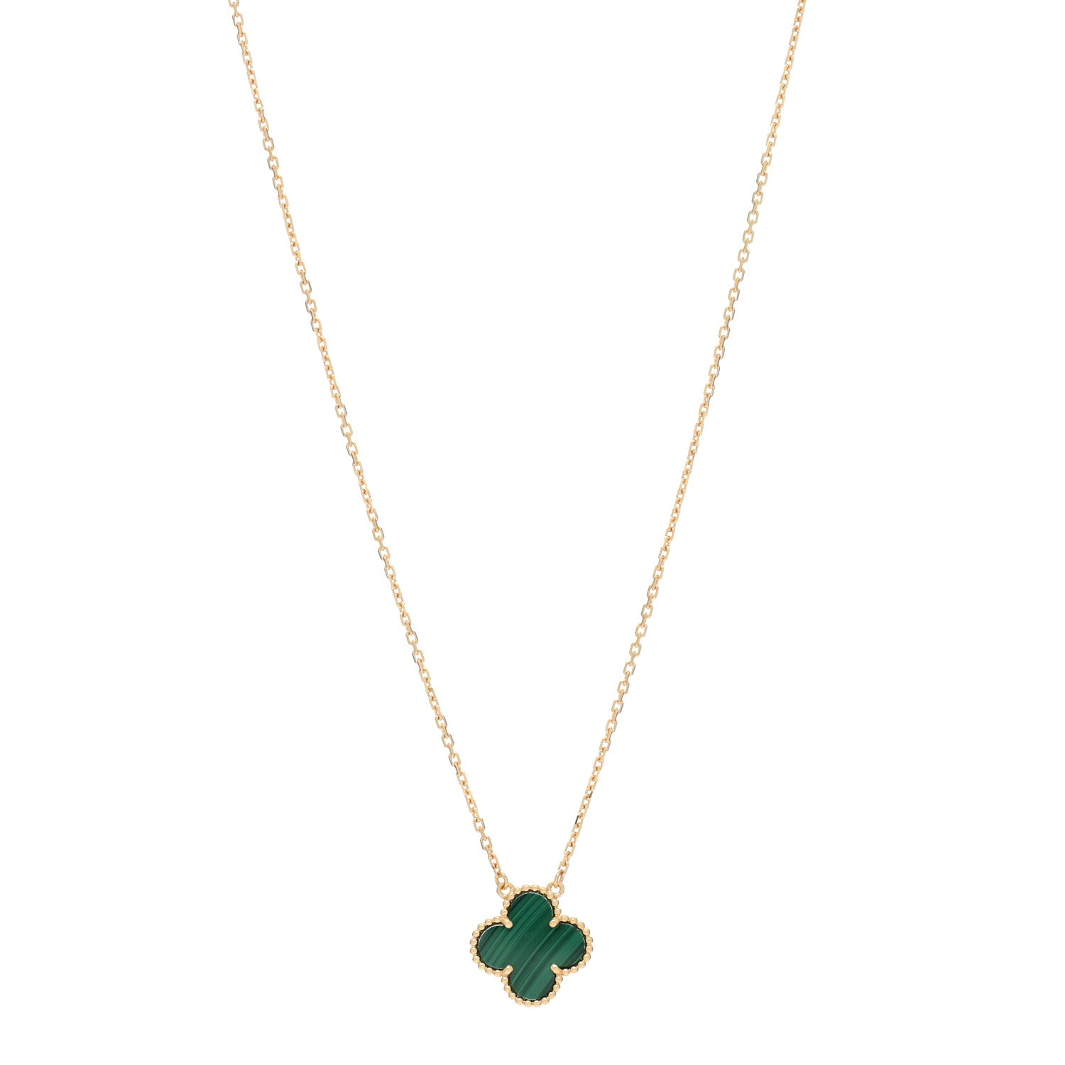 Van Cleef & Arpels 18K Yellow Gold Malachite Vintage Alhambra Pendant Necklace 1 of 4