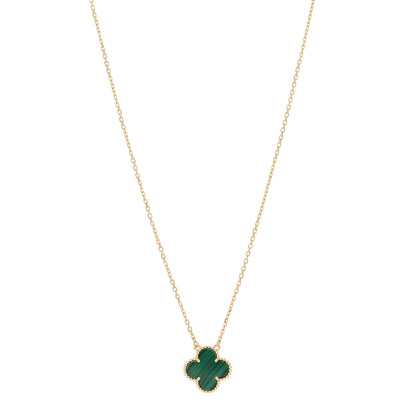 Van Cleef & Arpels 18K Yellow Gold Malachite Vintage Alhambra Pendant Necklace 1 of 4
