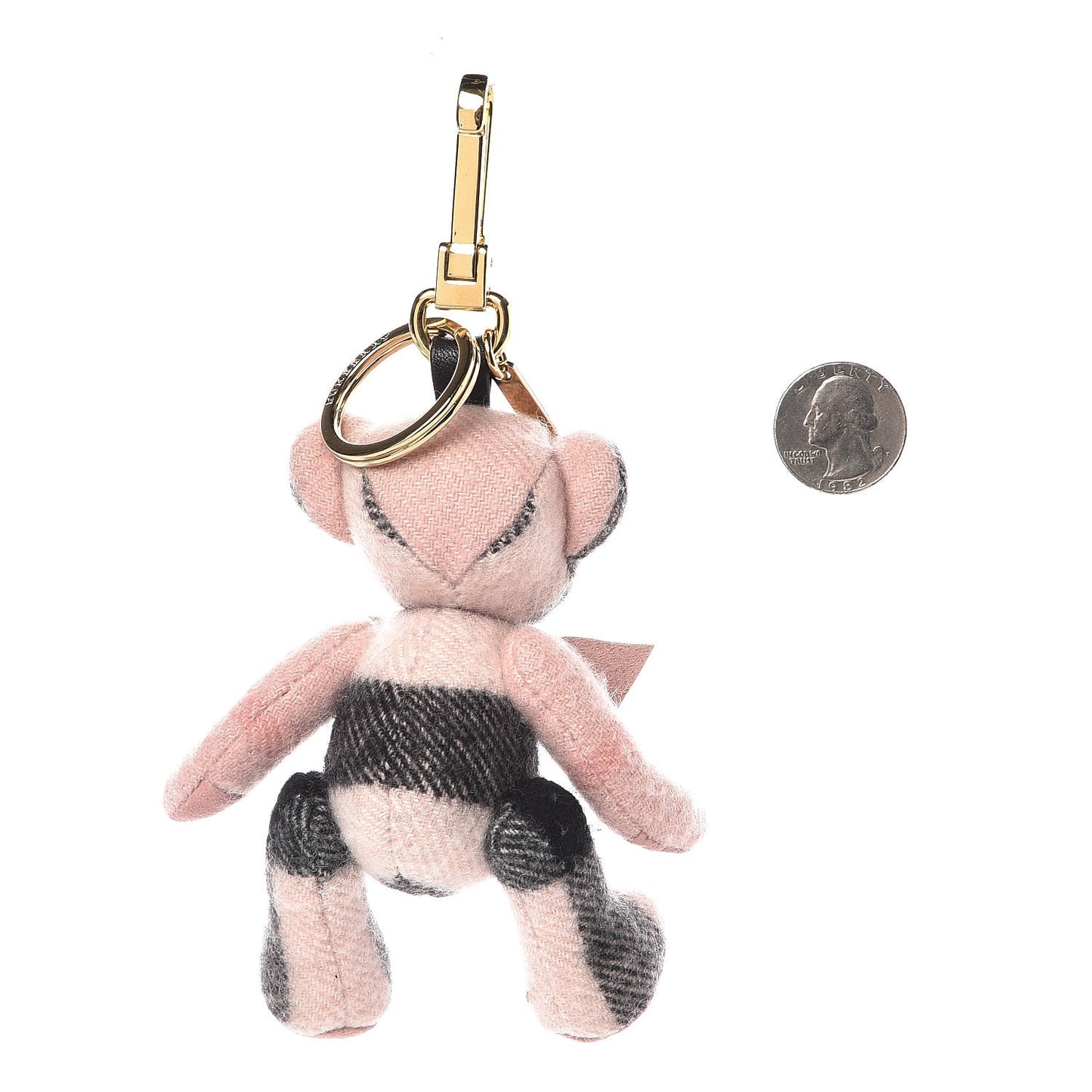 Cashmere Check Thomas Bear Keychain Charm Ash Rose