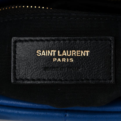 Saint Laurent Lambskin Quilted Small Loulou Puffer Monogram Chain Satchel Majorele Blue 6 of 11