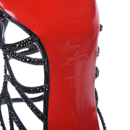 Christian Louboutin Strass Suede Patent Circonvolu 85 Sandals Heels 37.5 Version Black 6 of 11