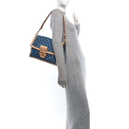 Louis Vuitton Denim Monogram Dauphine Soft GM Blue 2 of 10