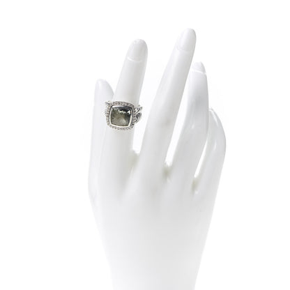 David Yurman Sterling Silver Diamond Prasiolite 11mm Albion Ring 52 6 2 of 4