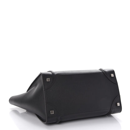 Celine Drummed Calfskin Mini Luggage Black 4 of 9