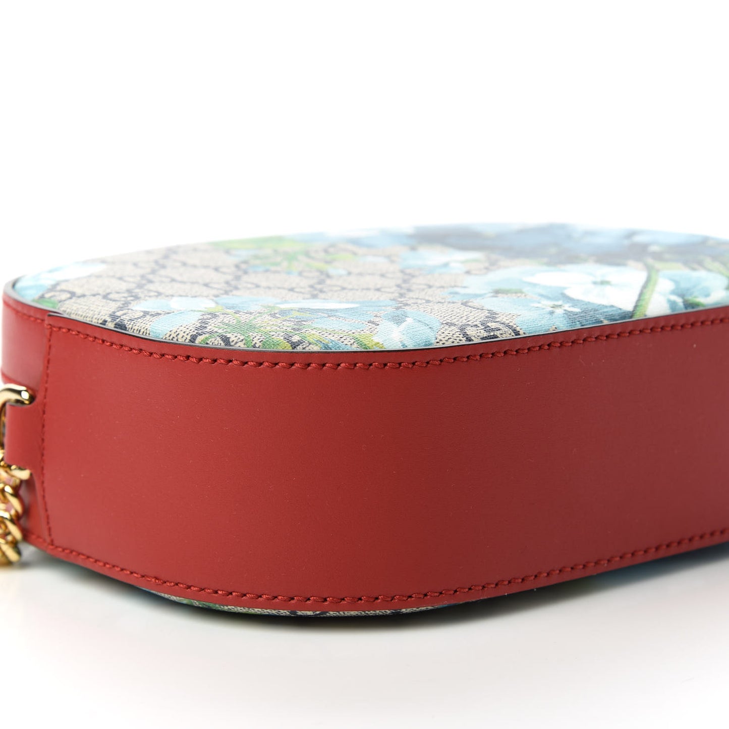 GG Supreme Monogram Blooms Mini Chain Shoulder Bag Beige Blue Navy Hibiscus Red