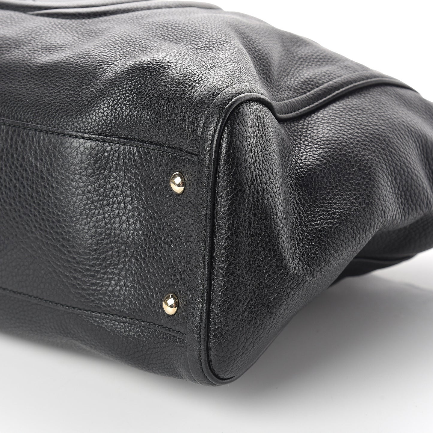 Pebbled Calfskin Large Soho Top Handle Bag Black