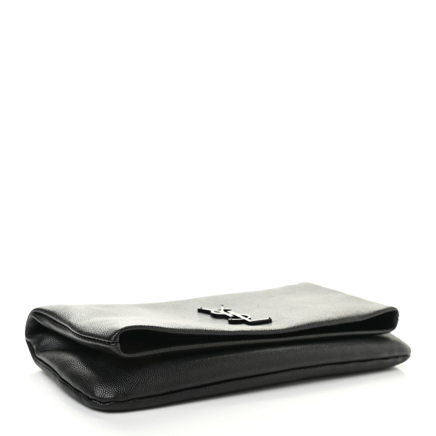 Saint Laurent Grain De Poudre West Hollywood Monogram Fold Over Clutch Black 4 of 8