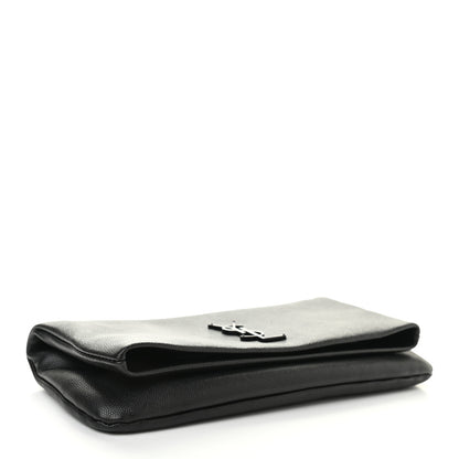 Saint Laurent Grain De Poudre West Hollywood Monogram Fold Over Clutch Black 4 of 8