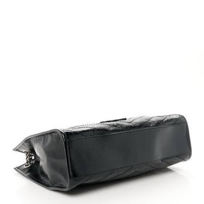 Saint Laurent Crinkled Calfskin Matelasse Monogram Medium Niki Shopper Tote Black 4 of 11