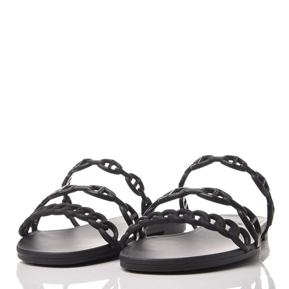 Hermes Rubber Chaine d'Ancre Rivage Sandals 36 Black 2 of 8