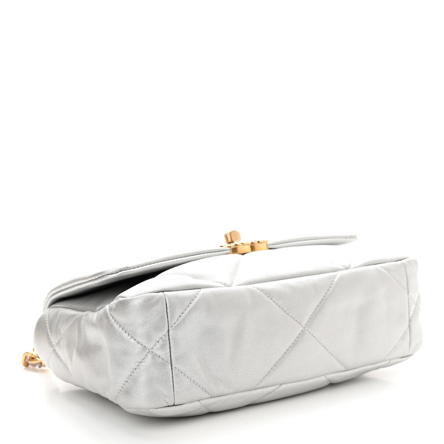 Chanel Metallic Lambskin Quilted Medium Chanel 19 Flap Silver 4 of 10