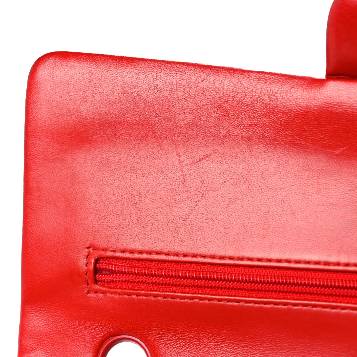 Lambskin Quilted Medium Double Flap Red