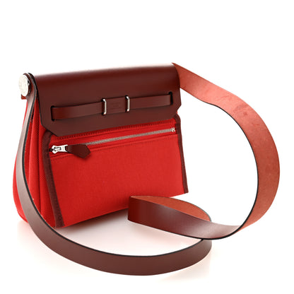 Hermes Military Toile Vache Hunter Herbag Zip Retourne 20 Rouge Piment Rouge H 4 of 19