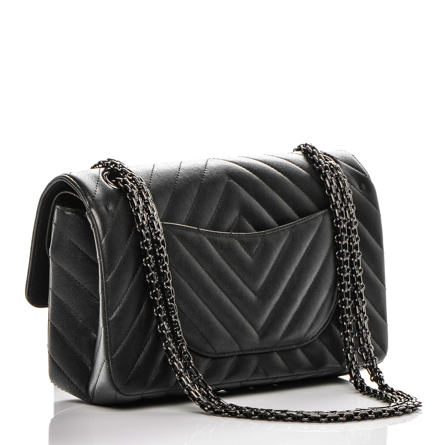 Chanel Sheepskin Chevron Quilted 2.55 Reissue 225 Double Flap So Black 4 of 8