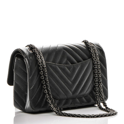 Chanel Sheepskin Chevron Quilted 2.55 Reissue 225 Double Flap So Black 4 of 8