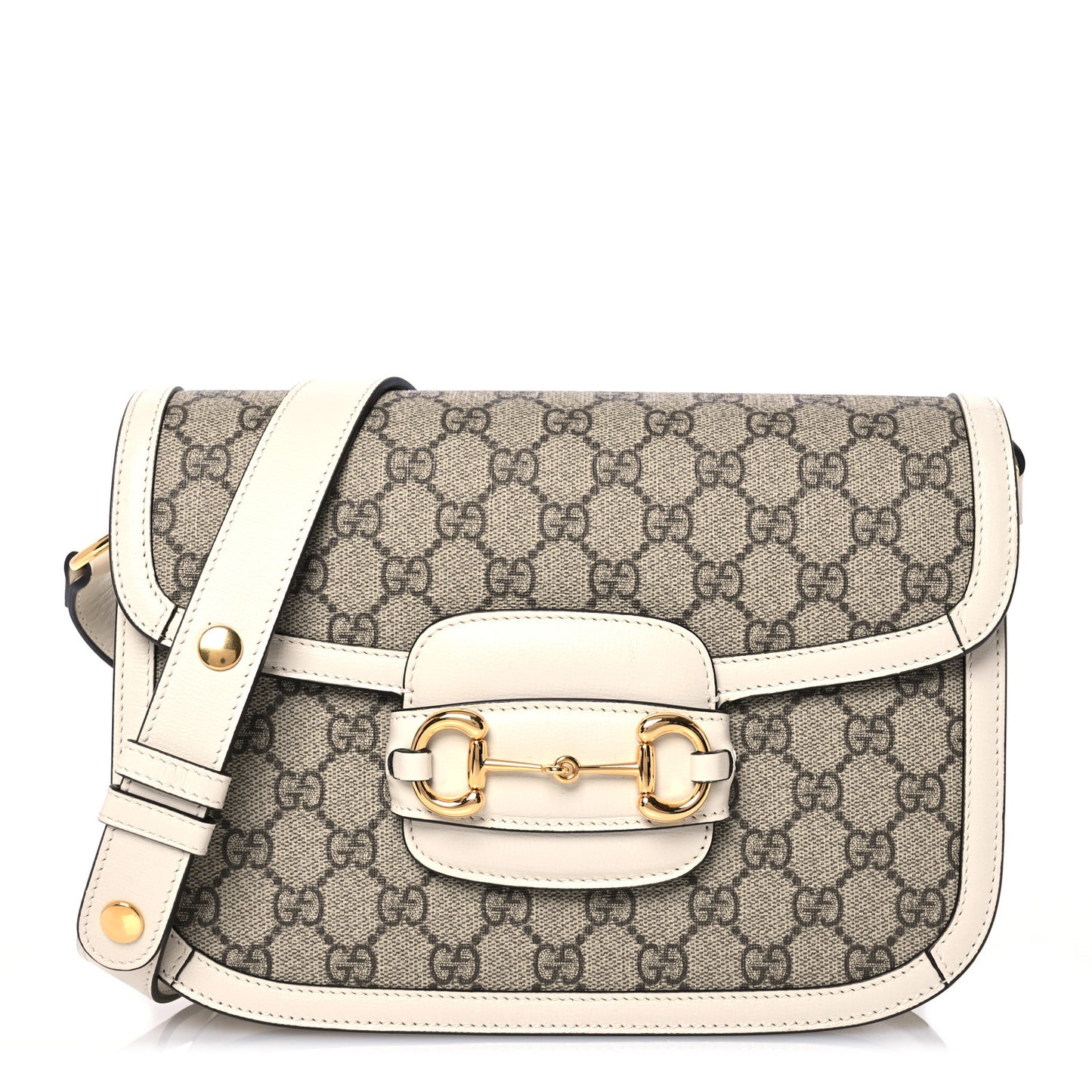 GG Supreme Monogram Horsebit 1955 Shoulder Bag Beige Mystic White