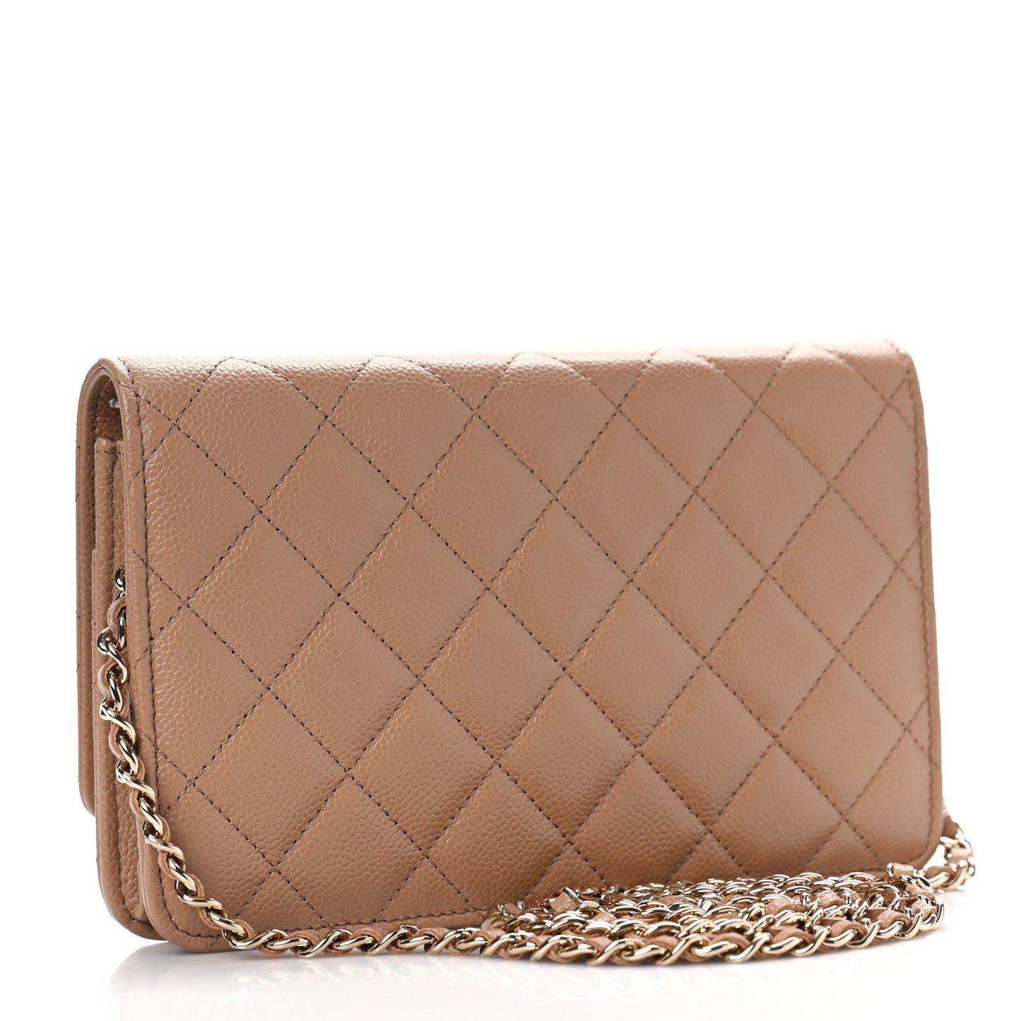 Caviar Quilted Multi Chain Wallet On Chain WOC Beige