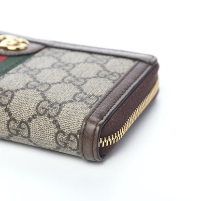 Gucci GG Supreme Monogram Web Ophidia Zip Around Wallet Brown 6 of 9
