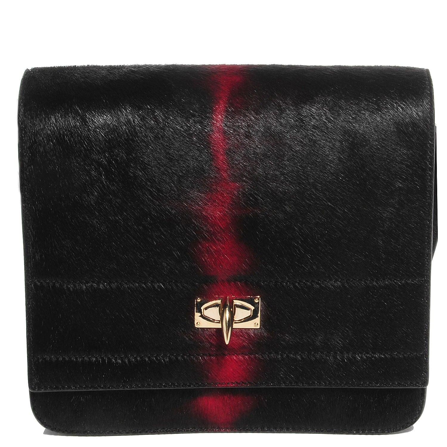 Givenchy Calf Hair Abstract Flower Shark Lock Medium Flap Bag Black 1 of 9