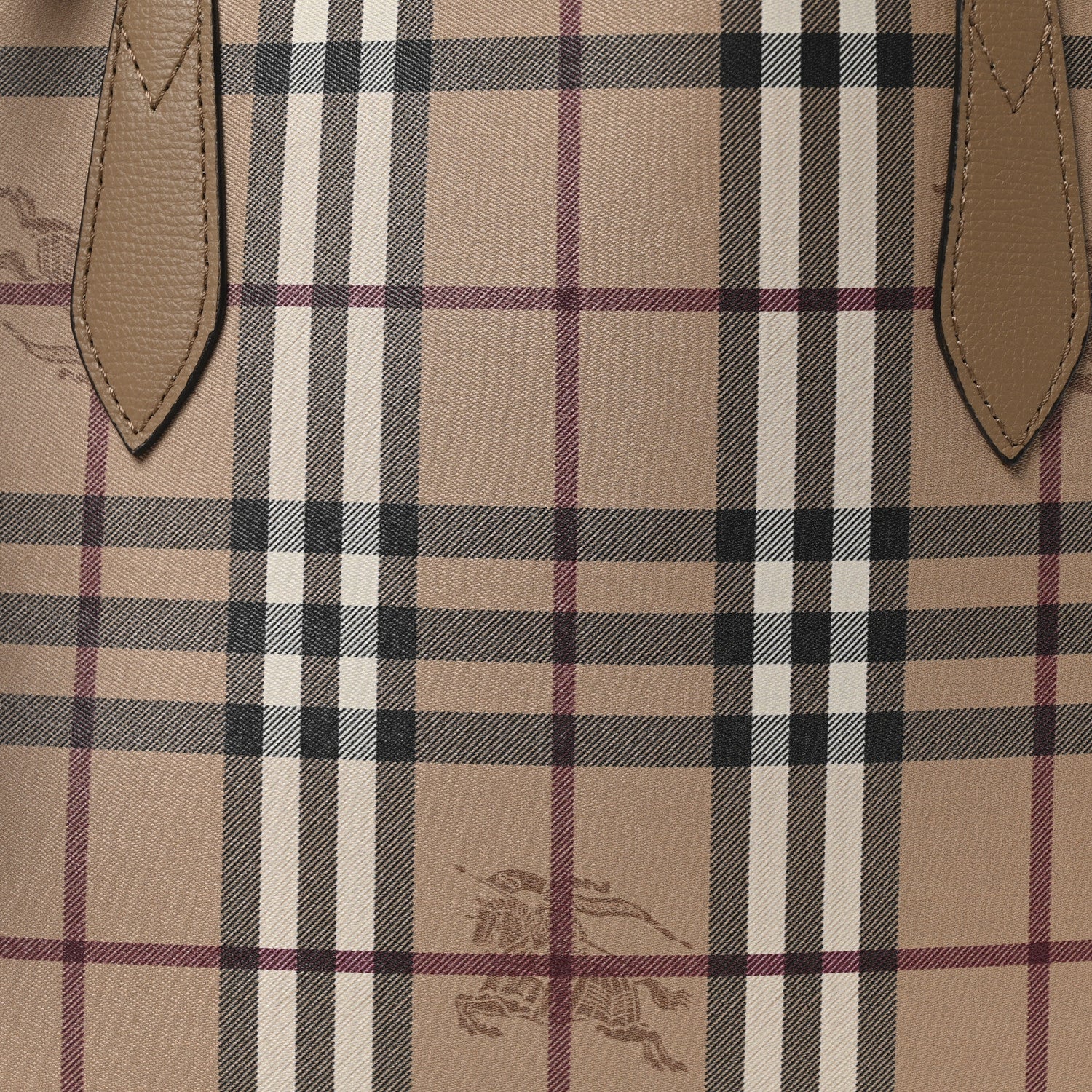 Burberry Grainy Calfskin Haymarket Check Medium Reversible Tote Camel 12 of 16
