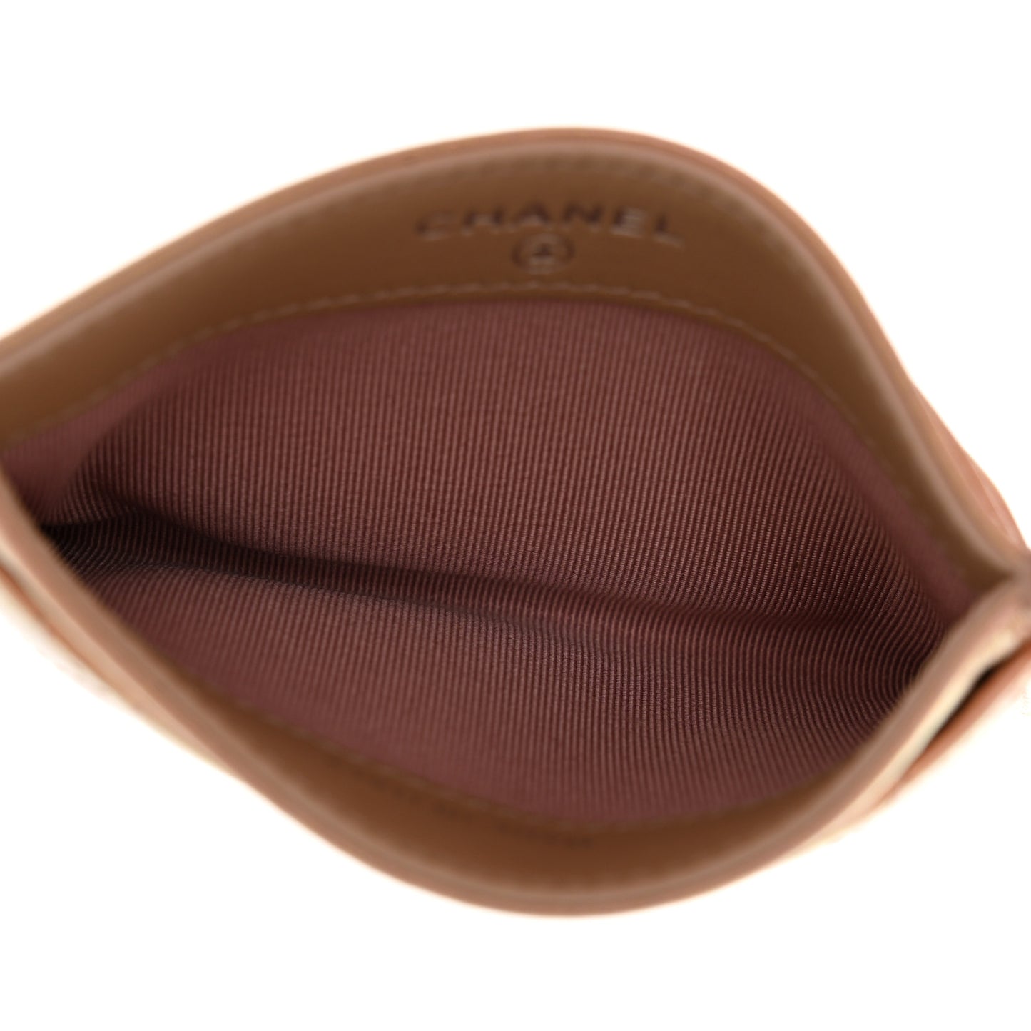 Iridescent Calfskin Quilted Card Holder Pink