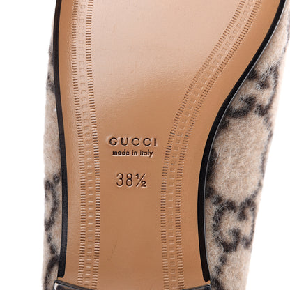 Gucci Covered Wool GG Monogram Womens Jordaan Loafers 38.5 Beige Ebony Black 8 of 9