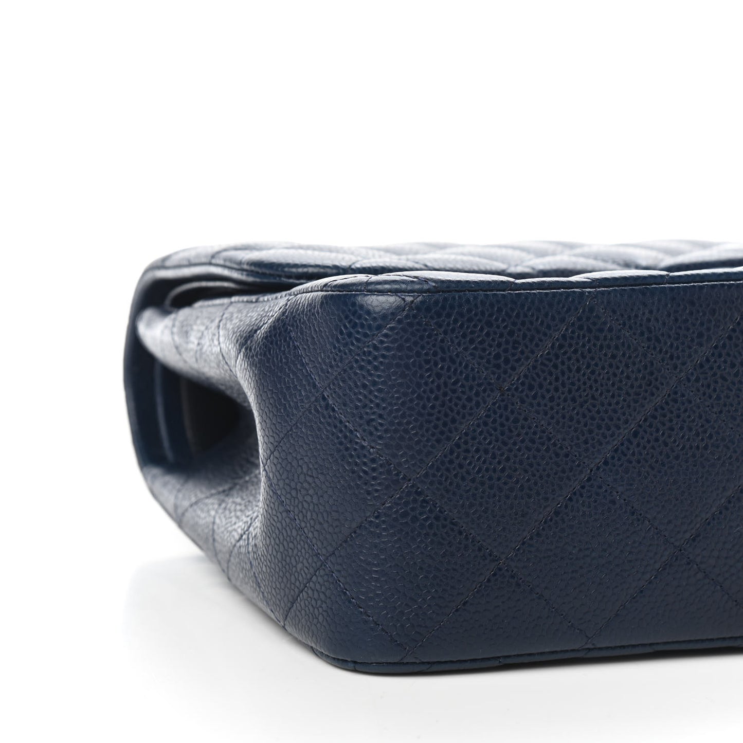 Caviar Quilted Jumbo Double Flap Navy Blue
