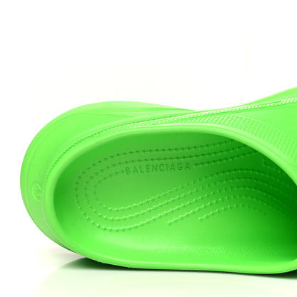 Balenciaga X CROCS Rubber Womens Pool Slides 41 Neon Green 8 of 11