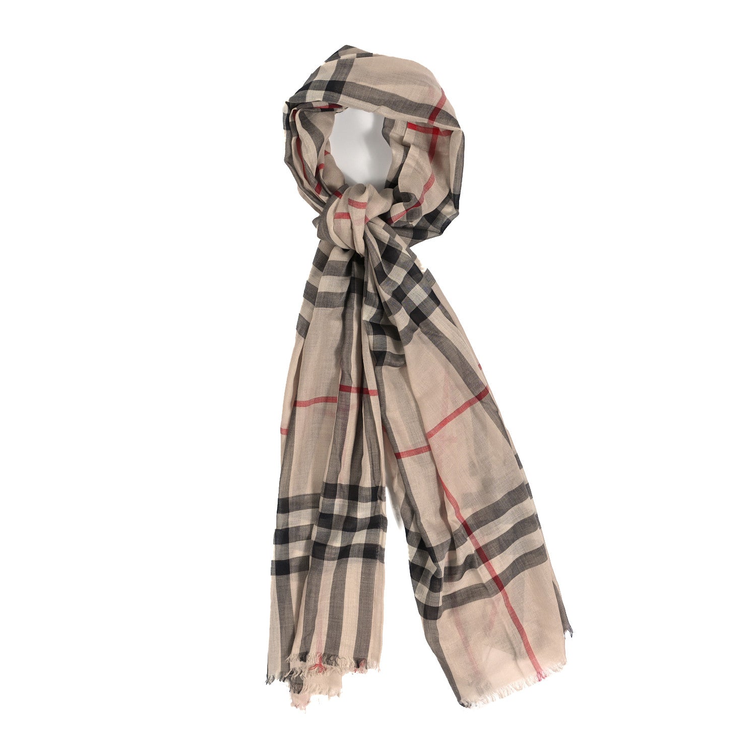 Burberry Linen Giant Check Check Lightweight Scarf Camel 1 of 4