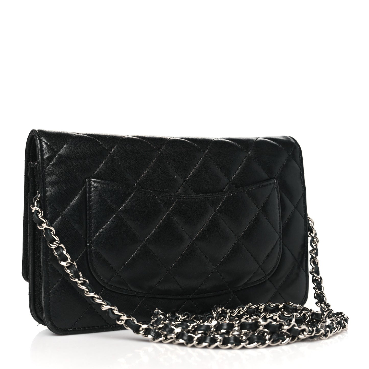 Lambskin Quilted Wallet On Chain WOC Black