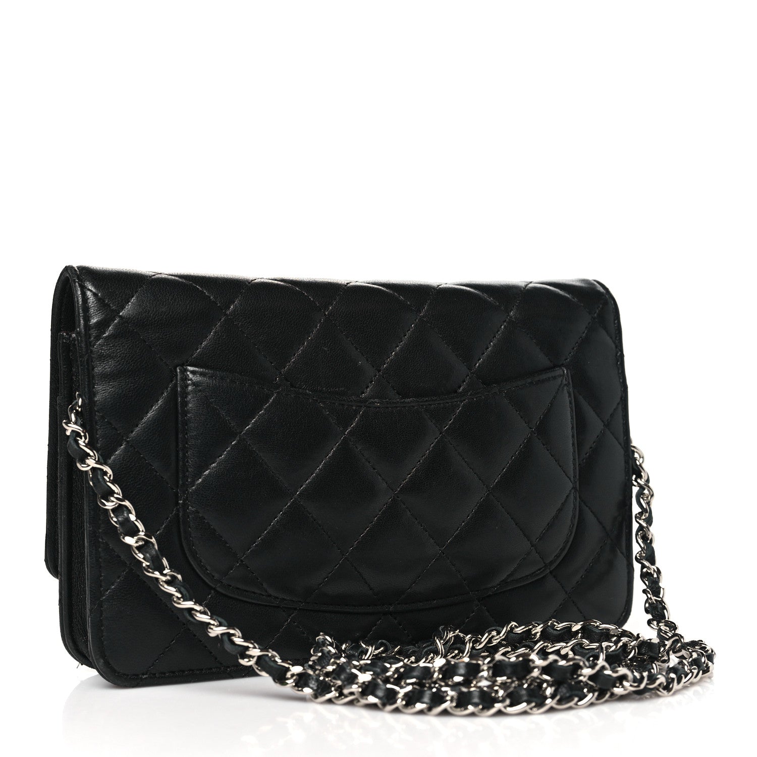 Chanel Lambskin Quilted Wallet On Chain WOC Black 3 of 12