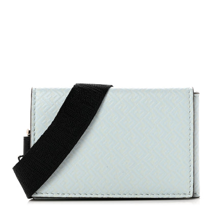 Fendi Vitello Grace Light Micro FF Embossed Card Case With Strap Baleari 1 of 7