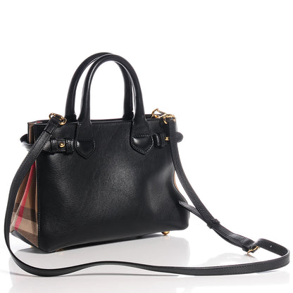 Burberry Calfskin House Check Small Banner Tote Black 4 of 11