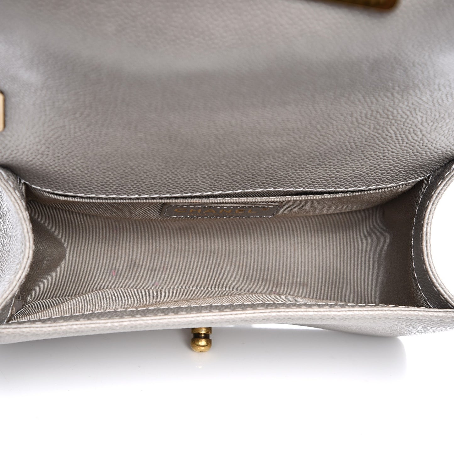 Caviar Quilted Small Boy Flap Light Grey