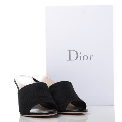 Christian Dior Cotton Embroidered D-Way Heeled Slide Sandal 39.5 Black 10 of 10