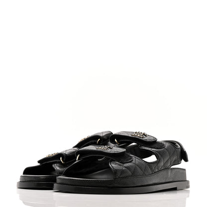 Chanel Grained Calfskin Velcro Dad Sandals 39.5 Black 4 of 10