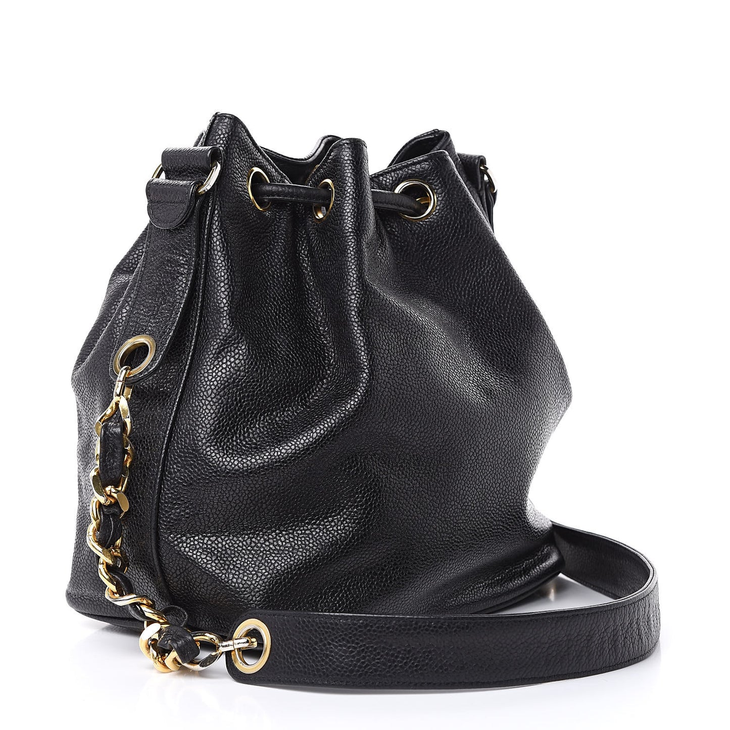 Caviar CC Drawstring Shoulder Bag Black