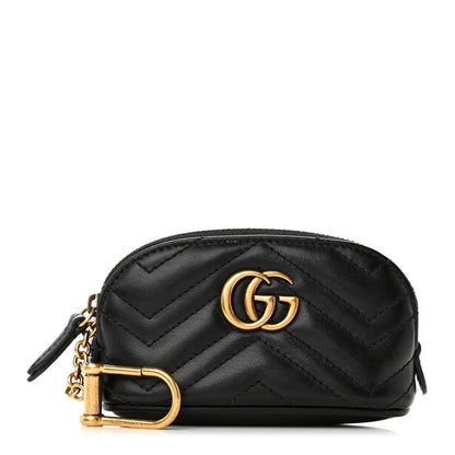 Gucci Calfskin Matelasse GG Marmont Key Pouch Black 1 of 12