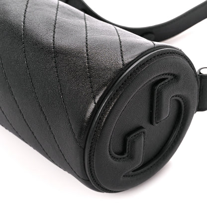 Gucci Sakai Be Green Calfskin Diagonal Stitched Mini Blondie Barrel Shoulder Bag Black 9 of 9
