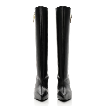 Givenchy Calfskin G Lock Wedge Knee High Boots 38 Black 2 of 9