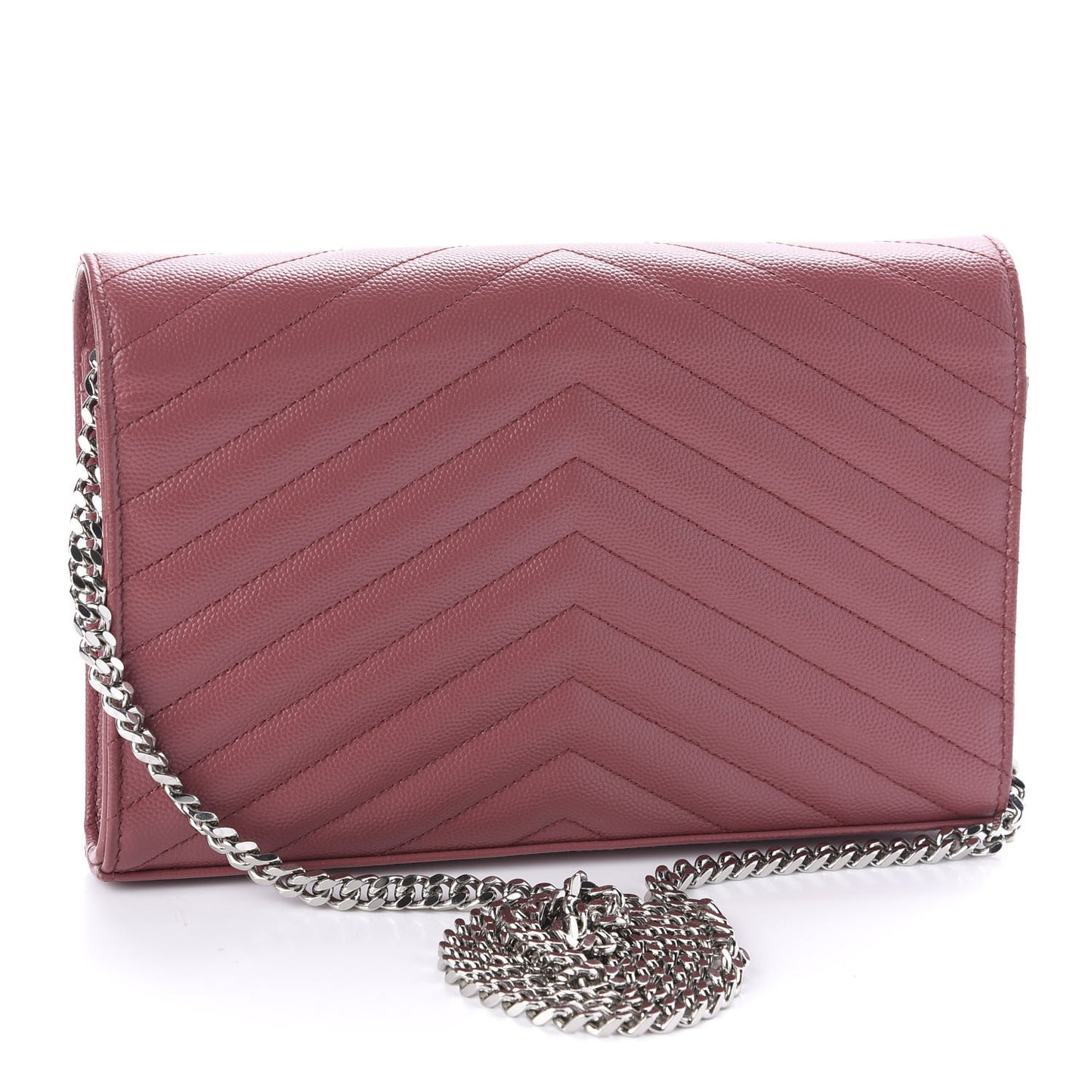 Grain De Poudre Matelasse Chevron Monogram Chain Wallet Blush Fonce