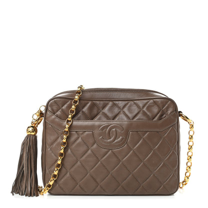Chanel Lambskin Quilted Tassel Camera Case Brown 1 of 10