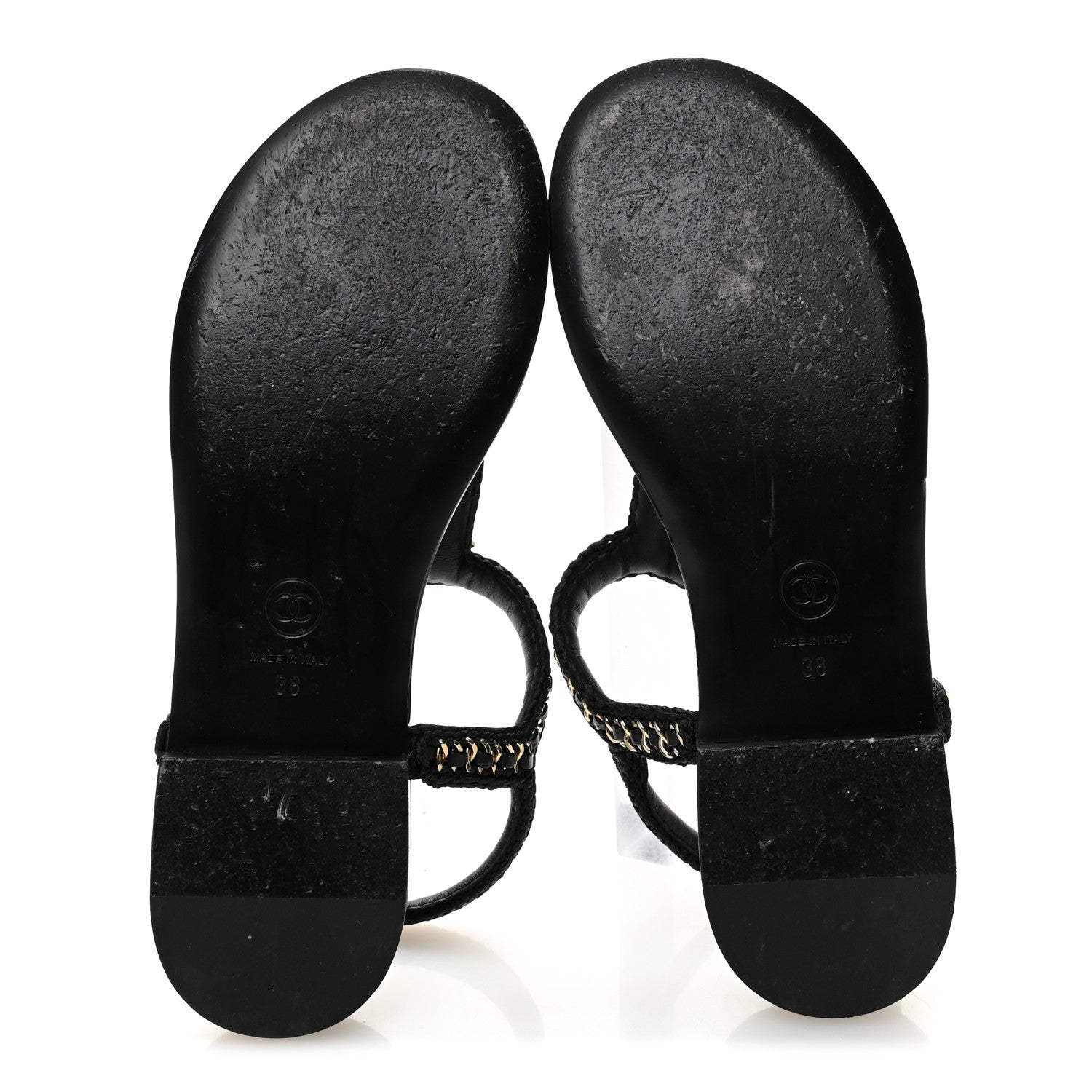 Chanel Lambskin Embroidered CC Thong Sandals 38 Black 6 of 9