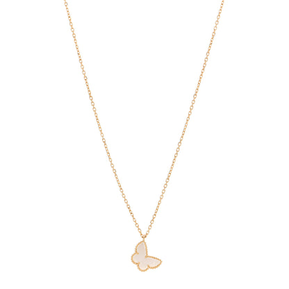 Van Cleef & Arpels 18K Yellow Gold Mother of Pearl Sweet Alhambra Butterfly Pendant Necklace 1 of 5