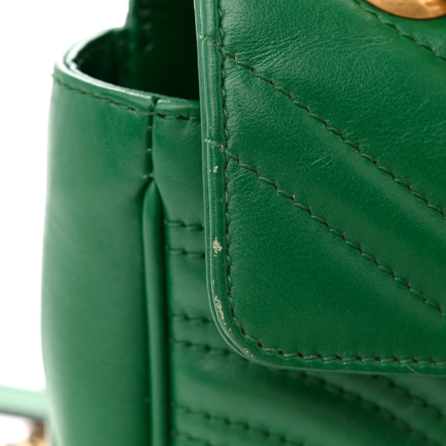 Gucci Calfskin Matelasse Mini GG Marmont Shoulder Bag Emerald Green 13 of 13