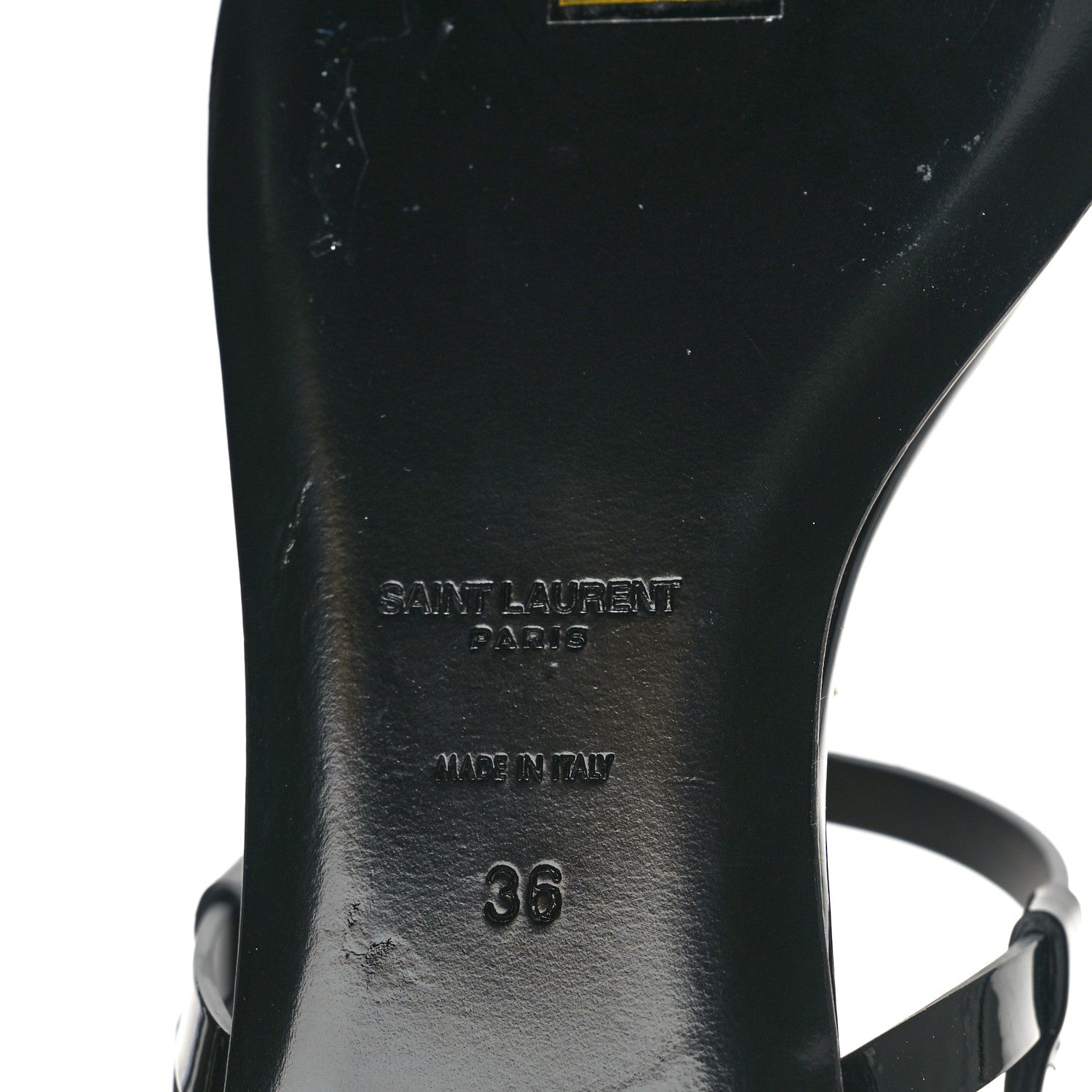 Saint Laurent Patent Calfskin Cassandra Monogram Sandals 36 Black 8 of 10